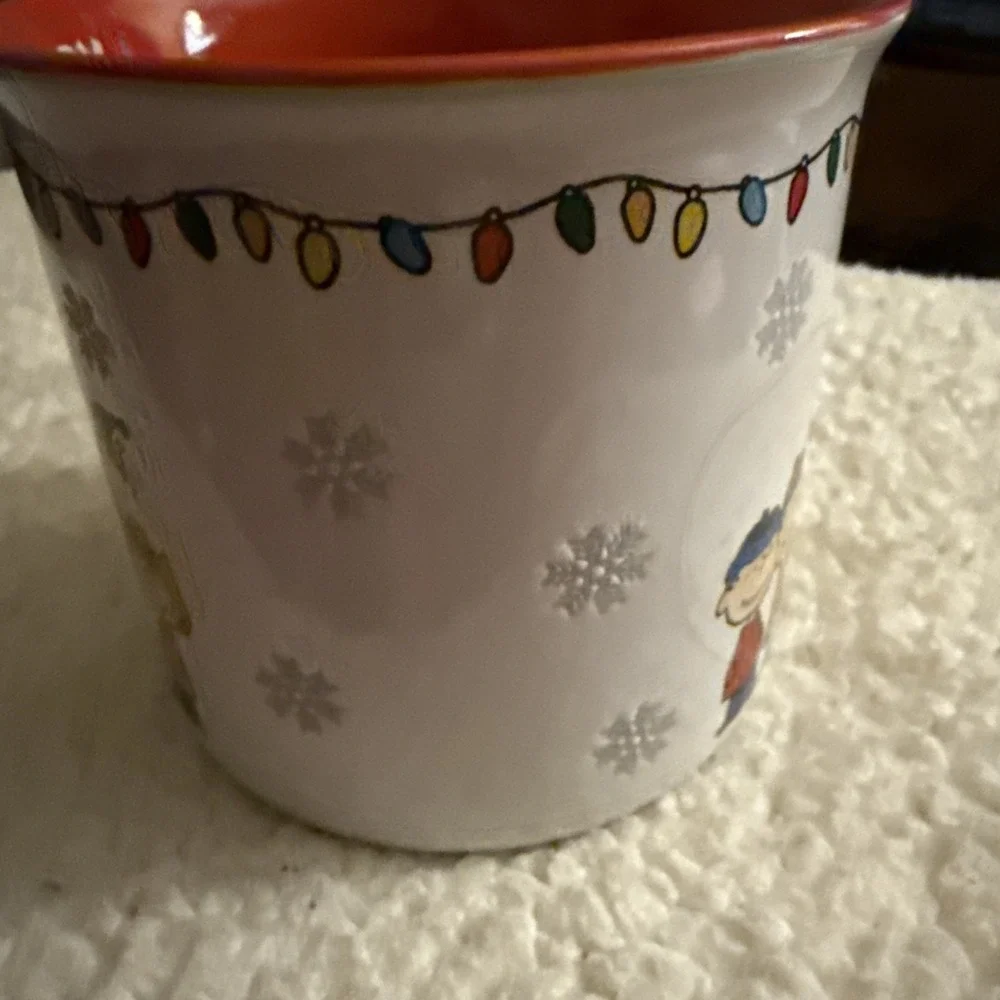 Large Coffee Peanuts Mug Christmas Lights,Snowman Charlie Brown Lucy Snoopy ETC